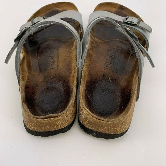 Birkis Slides Metallic Silver 37 Womens Birkenstocks Sandals - Picture 7 of 8
